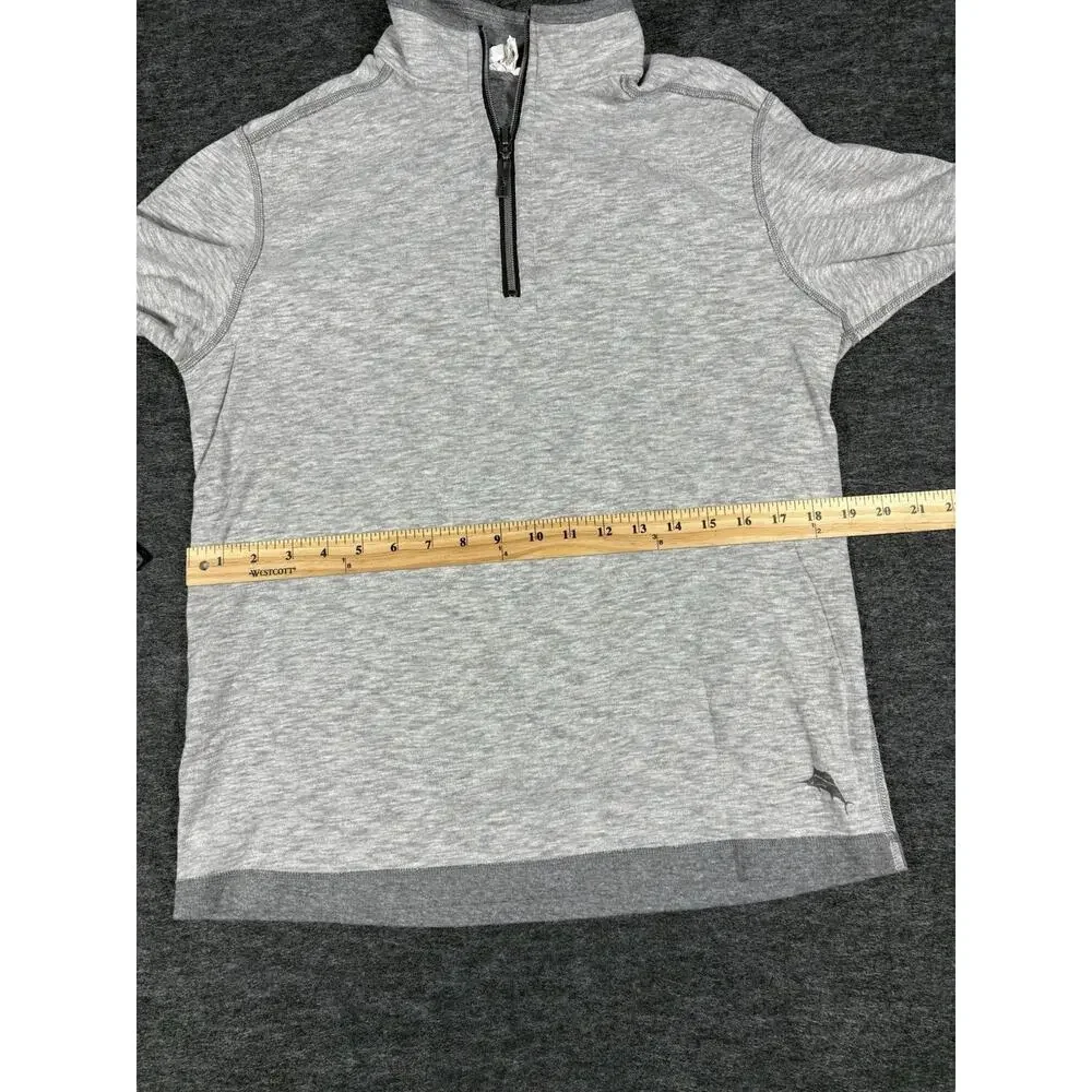 Tommy Bahama Sweater Gray Reversible 1/4 Zip Pullover Mens Size Small
